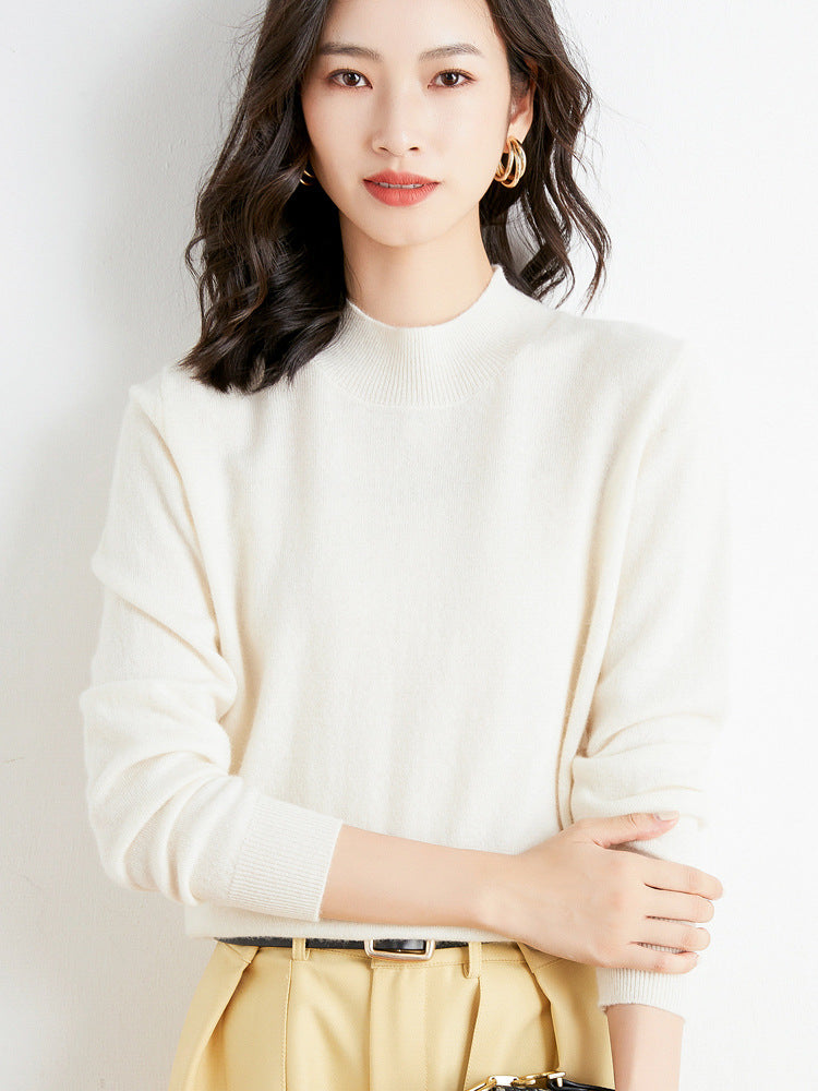 Women’s Wool Blend Turtleneck Knit Sweater – Loose Fit Office Jumper