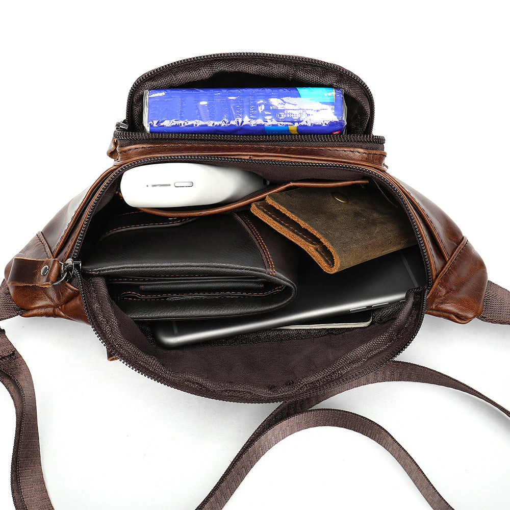 Genuine Cowhide Leather Men’s Retro Waist Bags – Classic Belt Bag