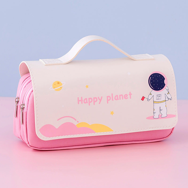 Office & School Supplies Planet Flip Canvas Pencil Case – Large Capacity Cute Cartoon Pen Pouch