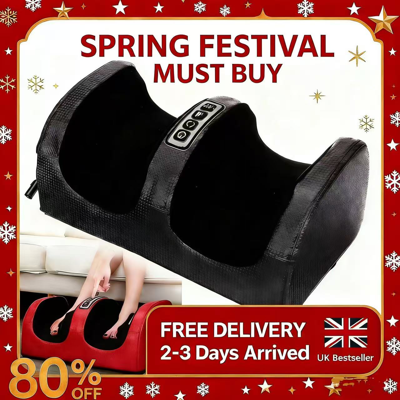 2026 New Clearance Sale Foot Massager Massage Machine New Feet Kneading Calf Pain Relief Electric Heated UK Device