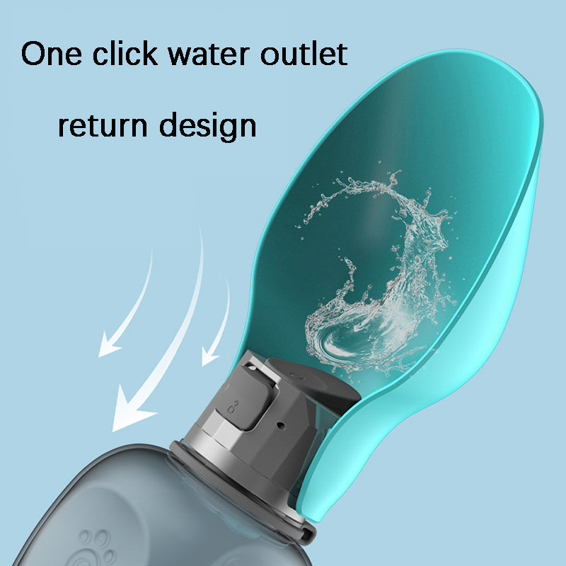 Portable Dog Water Bottle 800ml Leakproof Travel Dispenser with Foldable Bowl for Walking & Hiking