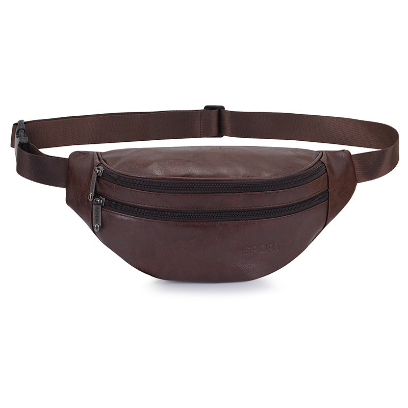 Retro PU Leather Crossbody Waist Bag for Men – Lightweight Everyday Sling Bag