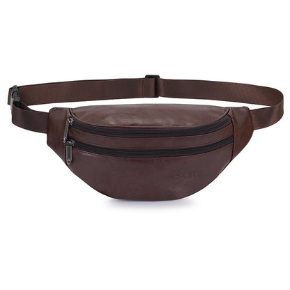 Retro PU Leather Crossbody Waist Bag for Men – Lightweight Everyday Sling Bag
