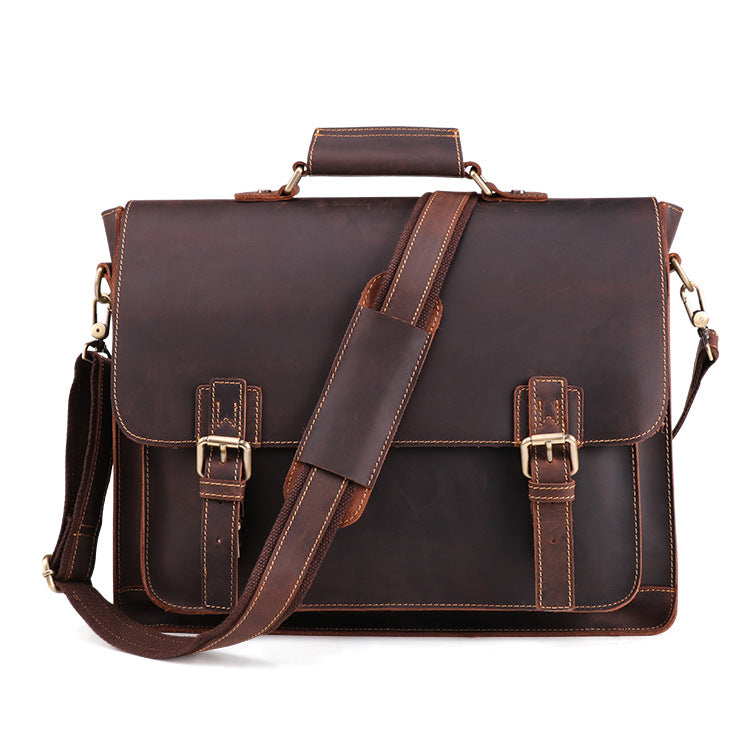 Genuine Leather Men’s Business Briefcase – Premium Cowhide Office Messenger Bag
