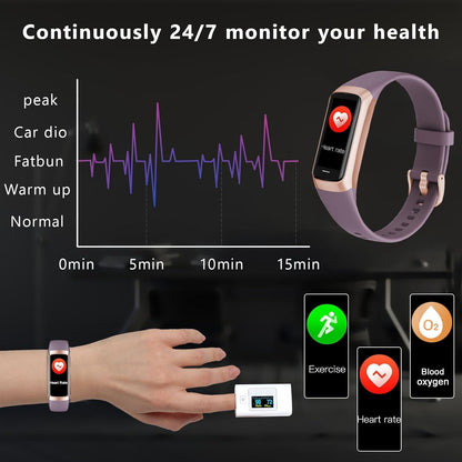 Fitness Tracker With 24 7 Heart Rate Blood Oxygen Sleep Monitor IP68 Waterproof For Women Men
