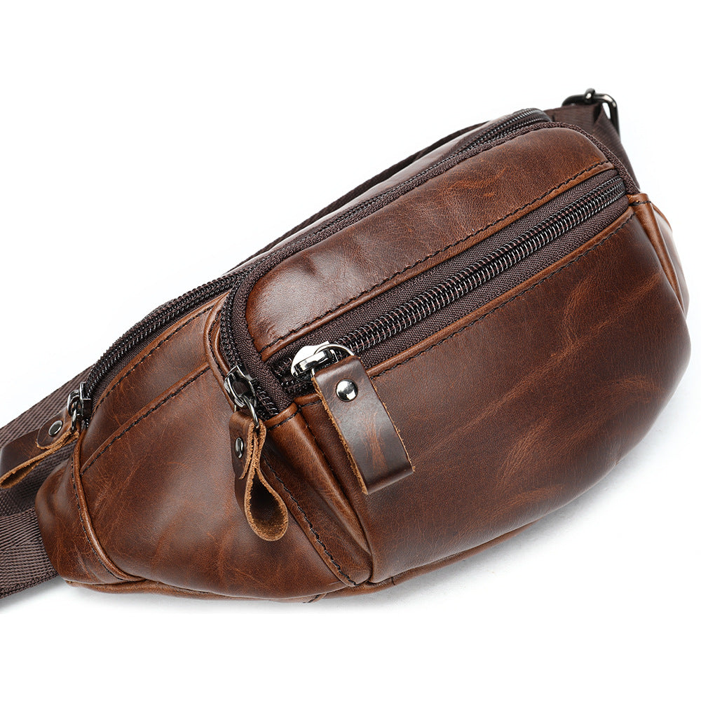 Genuine Cowhide Leather Men’s Retro Waist Bags – Classic Belt Bag