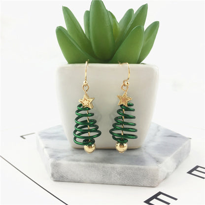 Christmas Tree Star Earrings – DIY Aluminium Alloy Festive Stud Earrings for Women