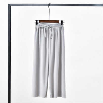 Women’s Ice Silk Wide Leg Trousers – Cotton Linen Lightweight Summer Pants