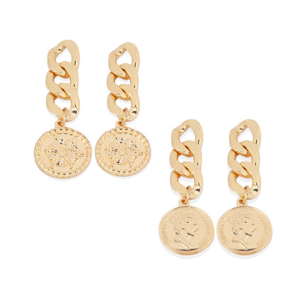 Spiral Chain Stud Earrings for Women – Silver Needle Electroplated Long Drop Fashion Earrings