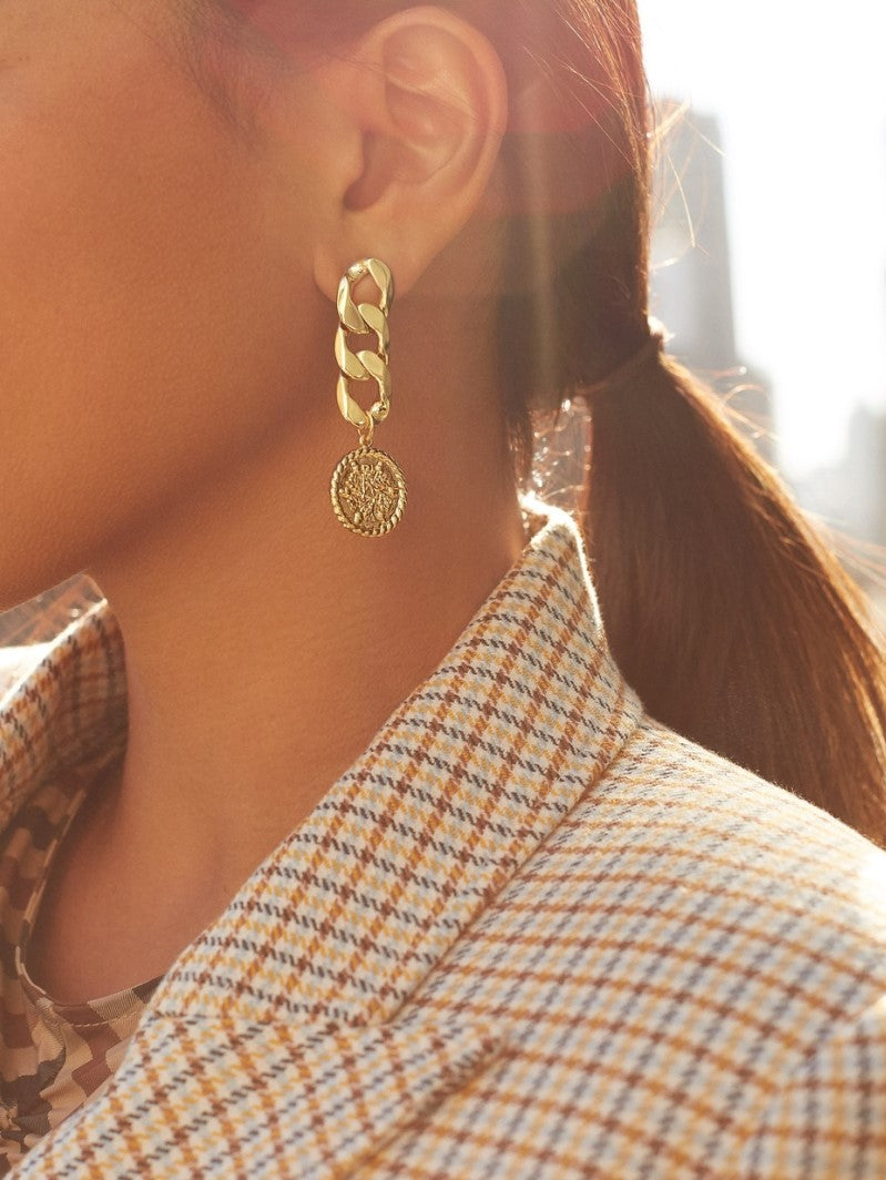 Spiral Chain Stud Earrings for Women – Silver Needle Electroplated Long Drop Fashion Earrings