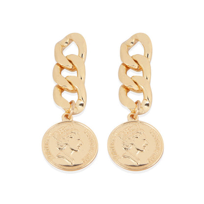 Spiral Chain Stud Earrings for Women – Silver Needle Electroplated Long Drop Fashion Earrings