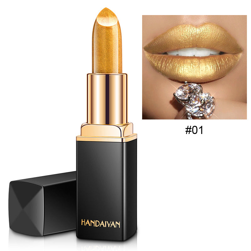 HANDAIYAN Metallic Lipstick – Shiny Pearlescent Colour Changing Lip Gloss, Long Lasting Hydrating Lipstick Makeup for Women