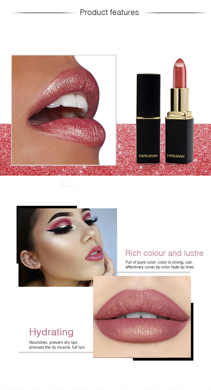 HANDAIYAN Metallic Lipstick – Shiny Pearlescent Colour Changing Lip Gloss, Long Lasting Hydrating Lipstick Makeup for Women