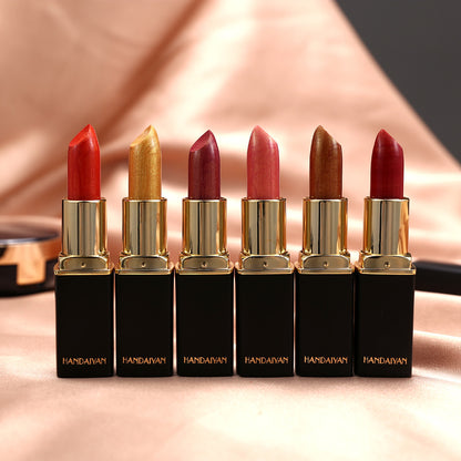 HANDAIYAN Metallic Lipstick – Shiny Pearlescent Colour Changing Lip Gloss, Long Lasting Hydrating Lipstick Makeup for Women