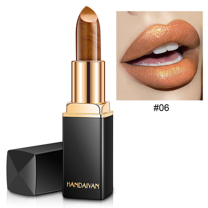HANDAIYAN Metallic Lipstick – Shiny Pearlescent Colour Changing Lip Gloss, Long Lasting Hydrating Lipstick Makeup for Women