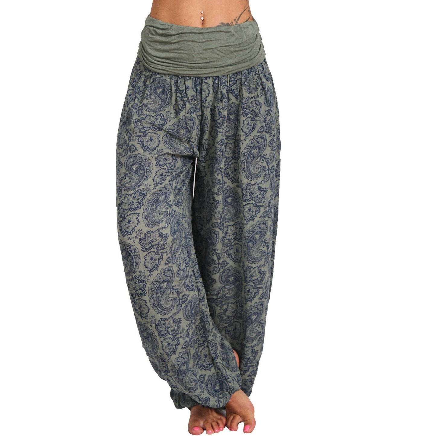 Women’s High Waist Wide Leg Trousers – Soft Cotton Blend Pants