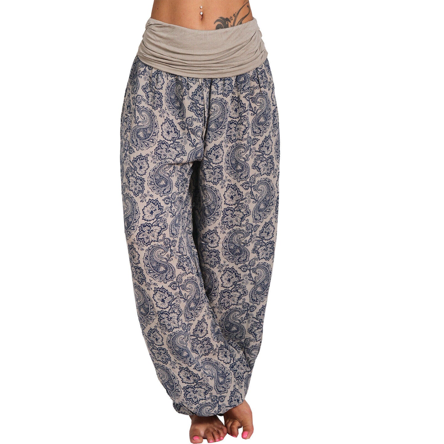 Women’s High Waist Wide Leg Trousers – Soft Cotton Blend Pants