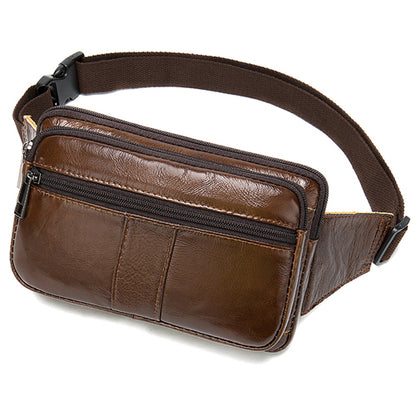 Genuine Cowhide Leather Men’s Waist Bag – Retro Crossbody Hip Bag