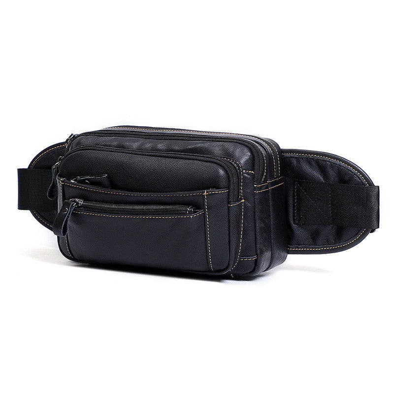 Genuine Leather Men’s Waist Bag – Medium Retro Crossbody Travel Bag
