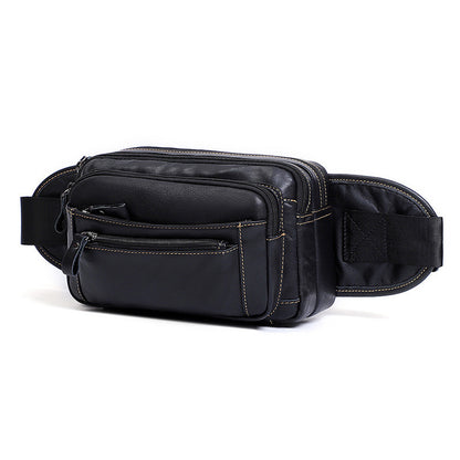 Genuine Leather Men’s Waist Bag – Medium Retro Crossbody Travel Bag
