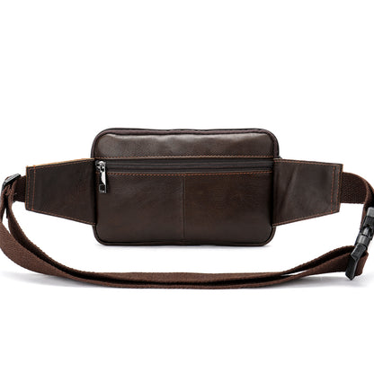 Genuine Cowhide Leather Men’s Waist Bag – Retro Crossbody Hip Bag
