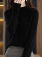 Women’s Wool Blend Half Turtleneck Jumper – Loose Fit Office Knit Sweater