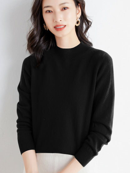 Women’s Wool Blend Turtleneck Knit Sweater – Loose Fit Office Jumper
