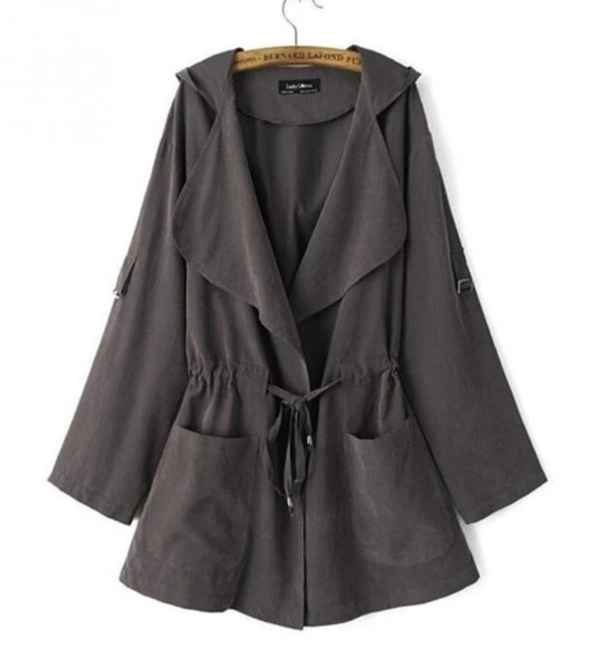 Women’s Hooded Waterproof Trench Coat – Lightweight Windbreaker Jacket