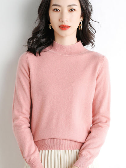 Women’s Wool Blend Turtleneck Knit Sweater – Loose Fit Office Jumper