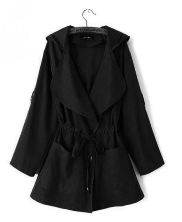 Women’s Hooded Waterproof Trench Coat – Lightweight Windbreaker Jacket