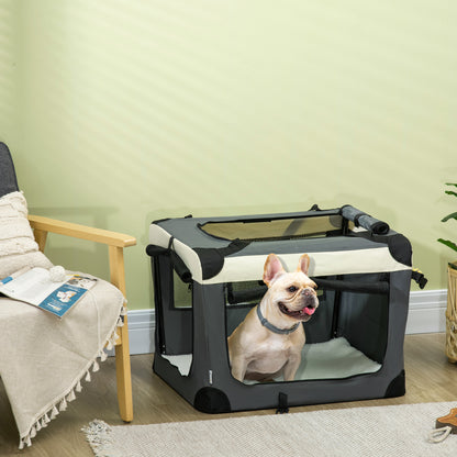 PawHut 70cm Foldable Pet Carrier, With Cushion, For Small Dogs And Cats - Grey
