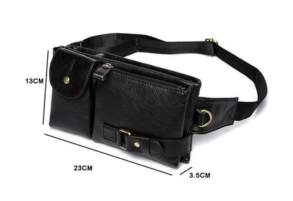 Genuine Leather Men’s Waist & Crossbody Bag – Retro Soft Cowhide Sling Bag