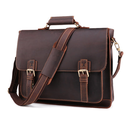 Genuine Leather Men’s Business Briefcase – Premium Cowhide Office Messenger Bag