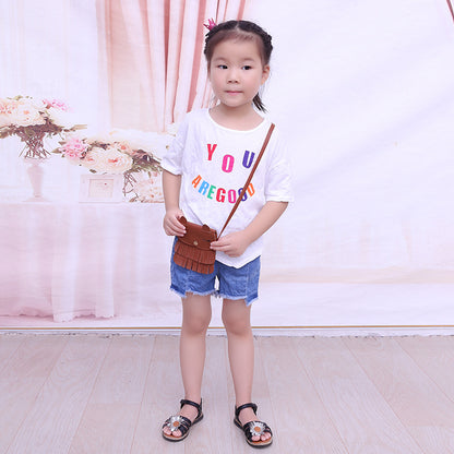 Cute Fox Tassel PU Crossbody Bag for Girls – Small Kids Shoulder Bag