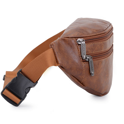 Retro PU Leather Crossbody Waist Bag for Men – Lightweight Everyday Sling Bag