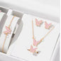 5PCS Butterfly Jewellery Set for Women – Necklace, Earrings, Ring & Bracelet | Bridal Wedding Party Gift | Gold & Silver Plated Fashion Jewellery