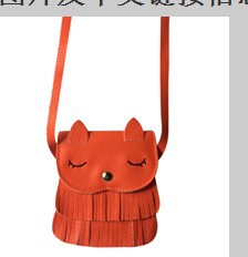 Cute Fox Tassel PU Crossbody Bag for Girls – Small Kids Shoulder Bag