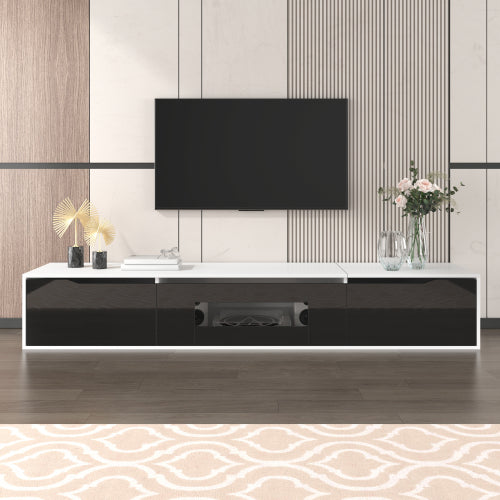 TV Cabinet, High-gloss TV Cabinet, Matching Colours In White And High-gloss Black, With Colour-changing LED Lights.only Front Cabinet Door High-gloss