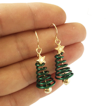 Christmas Tree Star Earrings – DIY Aluminium Alloy Festive Stud Earrings for Women