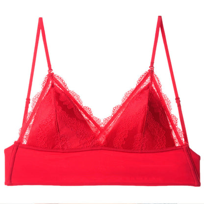 Women’s Lace Halter Bra – Wire free Low Back Seamless Bralette