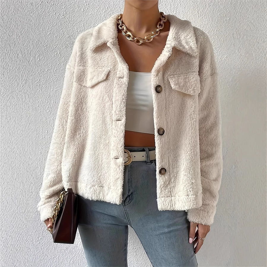 Basic Jacket Women’s White Short Lapel Coat – Casual Office Jacket Korean Style