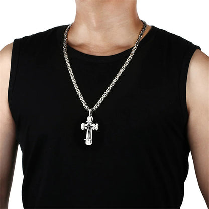 Men’s Titanium Steel Cross Necklace – Christian Trinity Latin Pendant with Emperor Chain | Gold & Silver Stainless Steel Jewellery UK