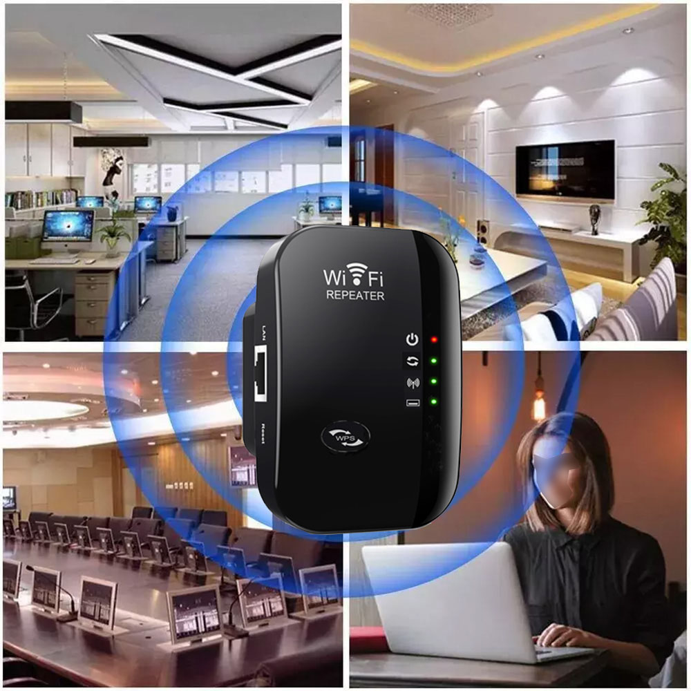 WiFi Extender Booster, WiFi Repeater Range Covers With Ethernet Port, WiFi Signal Extender Range Repeater Mini 2.4G Portable Booster Internet Amplifier UK Plug 300Mbps Black