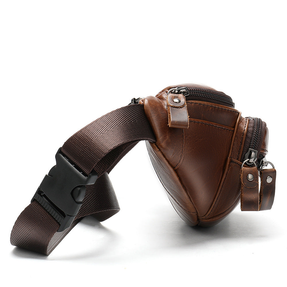 Genuine Cowhide Leather Men’s Retro Waist Bags – Classic Belt Bag