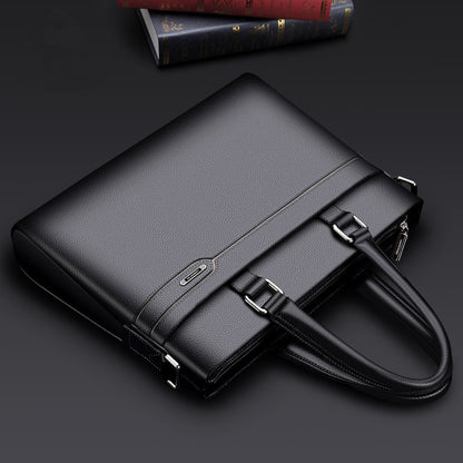Men’s Genuine Leather Business Briefcase – First Layer Cowhide Work Bag