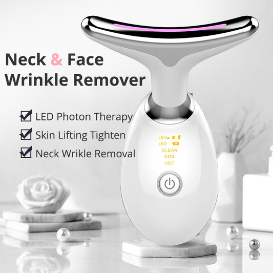 EMS Thermal Neck Lifting Massager with LED Light Therapy – Electric Microcurrent Wrinkle Remover