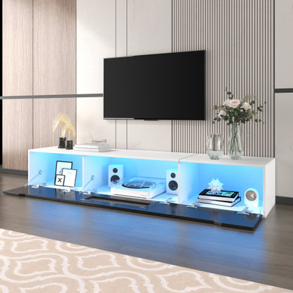 TV Cabinet, High-gloss TV Cabinet, Matching Colours In White And High-gloss Black, With Colour-changing LED Lights.only Front Cabinet Door High-gloss