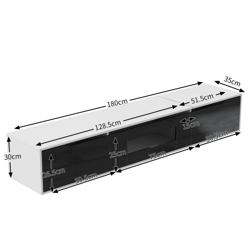 TV Cabinet, High-gloss TV Cabinet, Matching Colours In White And High-gloss Black, With Colour-changing LED Lights.only Front Cabinet Door High-gloss