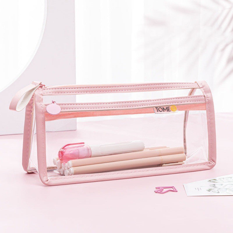 Office & School Supplies Transparent Double-Layer Pencil Case – Large Capacity Exam Stationery Bag