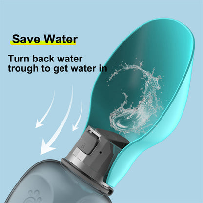 Portable Dog Water Bottle 800ml Leakproof Travel Dispenser with Foldable Bowl for Walking & Hiking